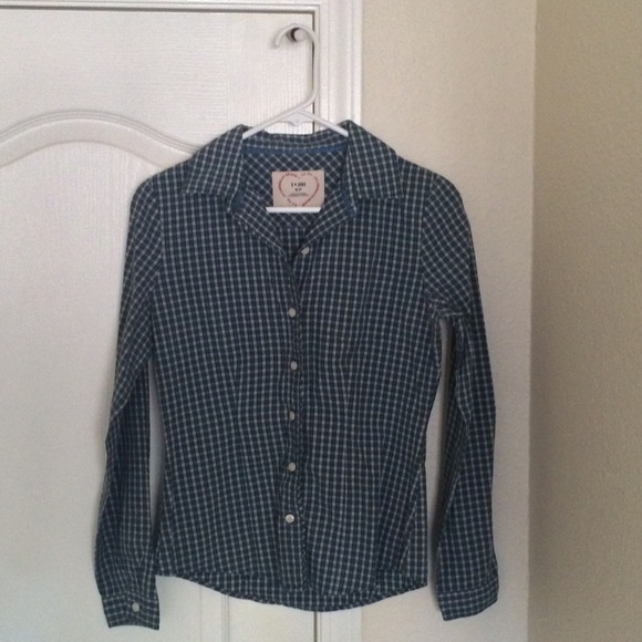 F21 green plaid button down - Picture 1 of 3