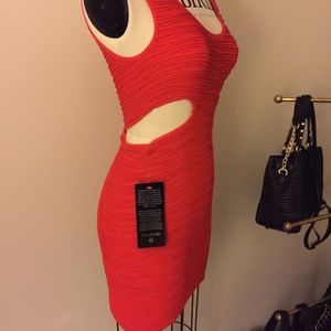 Bebe side cutout ribbed dress