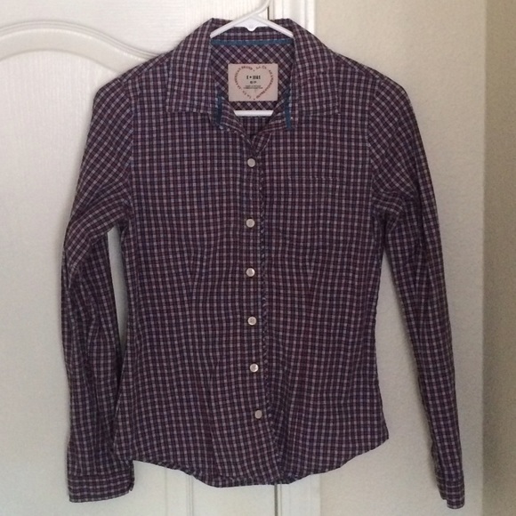 F21 red plaid button down - Picture 1 of 3