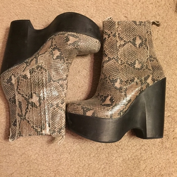 snakeskin platform boots