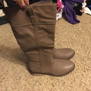 Brown faux leather boots