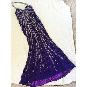 Purple Jeweled Long Dress