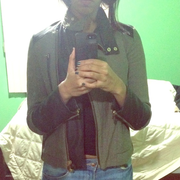 Zara military jacket w/faux leather