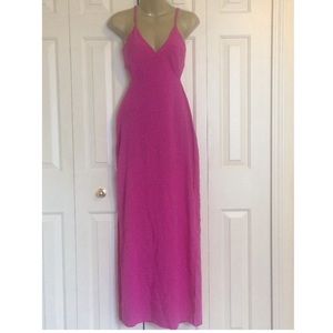 Fuchsia Dark Pink Strappy Double Slit Maxi Dress