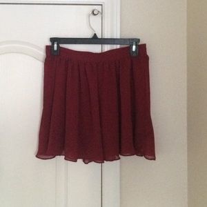 F21 burgundy chiffon mini skirt