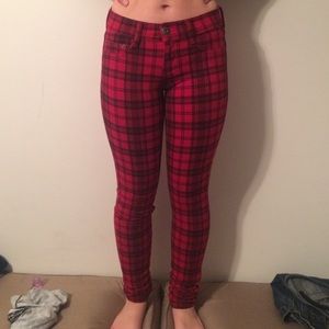 Red plaid jeggings