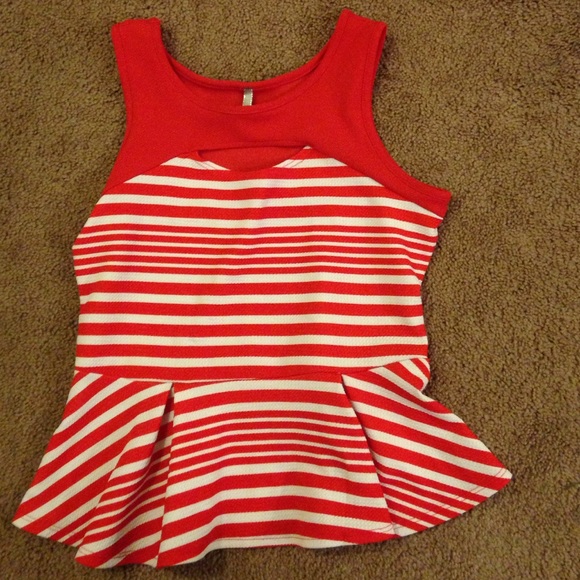 Red peplum shirt!