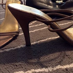 Gold Strappy Stiletto Heels