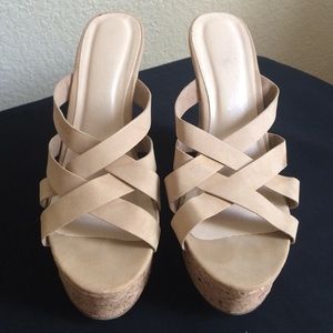 Nude wedge sandals