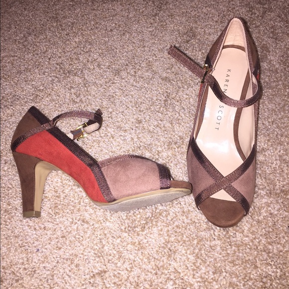 Karen Scott Shoes - Karen Scott shoes (brown/orange) w/strap worn once