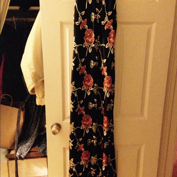 Beautiful black silk floral pattern dress