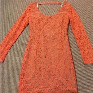 Orange lace low back dress