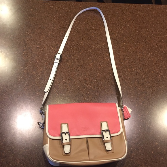 Neutral tan/ pink coach satchels