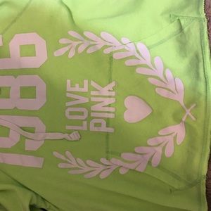 Bright green pink hoodie. Worn Once.