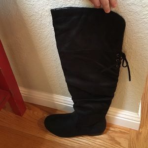 Brand new black suede Over the knee boots!