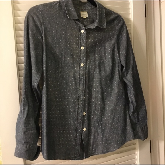 J Crew Polka Dot Chambray Shirt XS