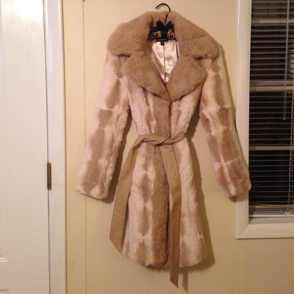 Bebe Full length rabbit fur coat