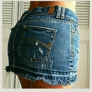 Abercrombie and Fitch Distressed Mini Jean Skirt
