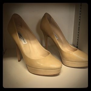 Nude patent leather platform jimmy Choo heels