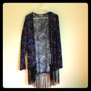 Charlotte Russe long sleeve fringe cardigan