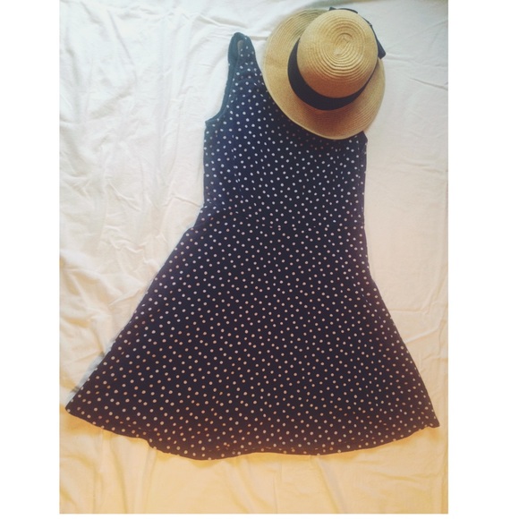 Navy blue polka dot skater dress!