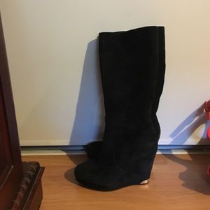 Black velvet boots