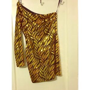 One sleeve dress- perfect for NYE!