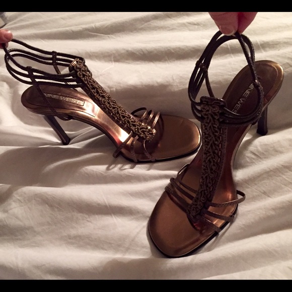 Bronze Gold Strappy 4" Heels - Picture 2 of 4
