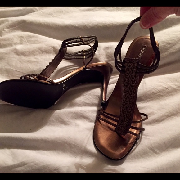 Bronze Gold Strappy 4" Heels - Picture 3 of 4