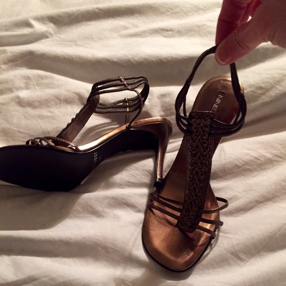 Bronze Gold Strappy 4" Heels - Picture 4 of 4