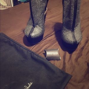 Platform studded wedge booties