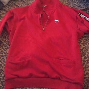 Pink VS red half zipper sweater