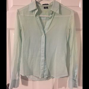 Long sleeve mint green colored petite shirt