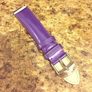 Authentic purple leather Michele watch band