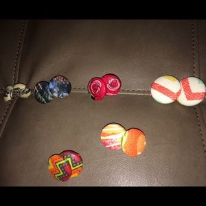 Fabric Covered Button Earrings