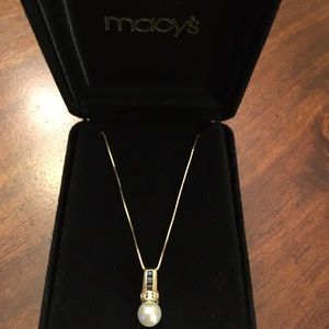Sapphire&Pearl Necklace 14k Gold.
