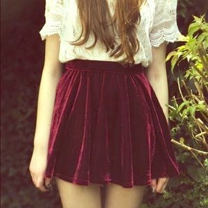 Red velvet skirt