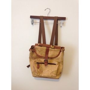 World Map Leather Backpack
