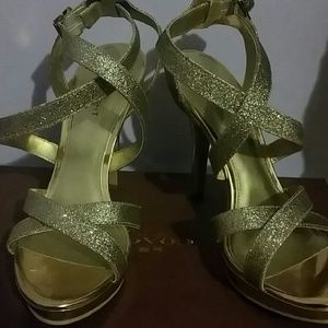 Glittery gold heels