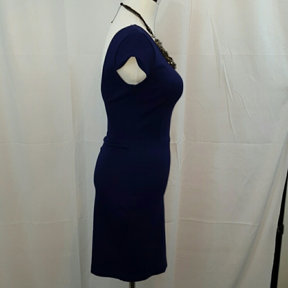 Zara Navy Cap Sleeve Sheath Dress (TRF) - Picture 3 of 4