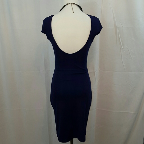 Zara Navy Cap Sleeve Sheath Dress (TRF) - Picture 4 of 4