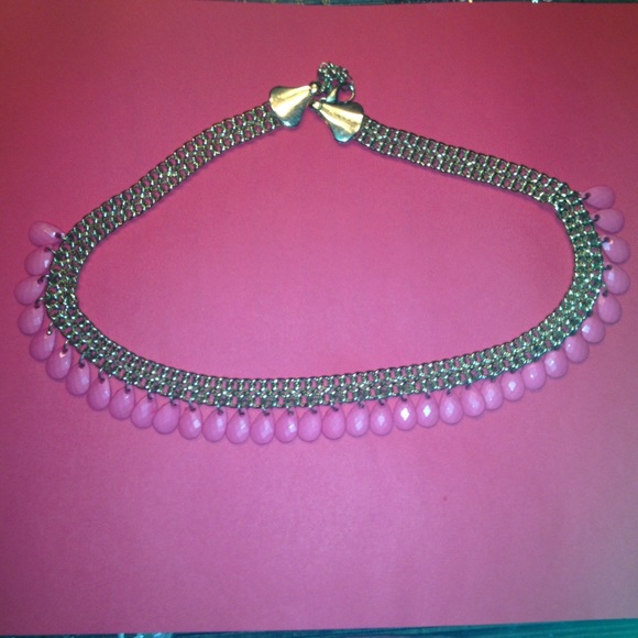 Necklace with pink drops