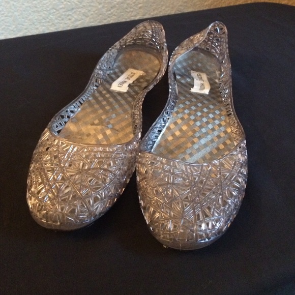 Steve Madden Gray/Sliver Jelly Flats