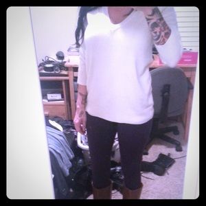 White v-neck sweater