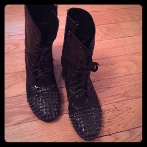 Steve Madden Black Rhinestone Combat boots