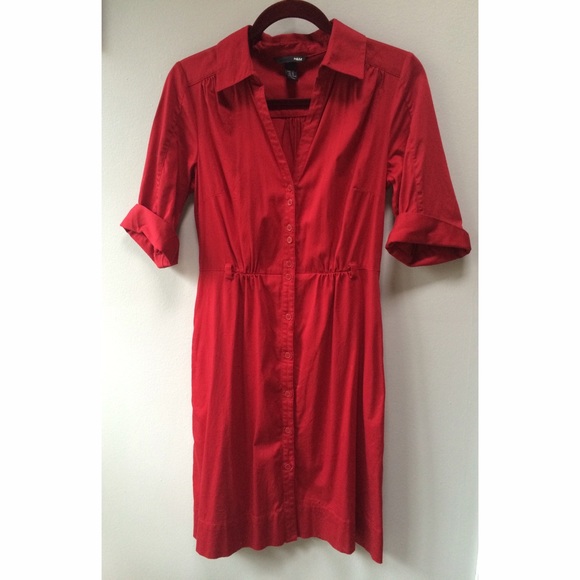 h&m red shirt dress