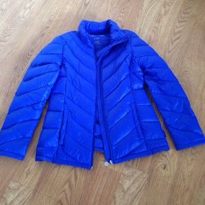 Blue puffer coat