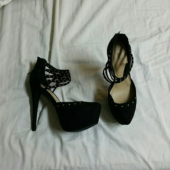 Just fab Black suede studded pumps