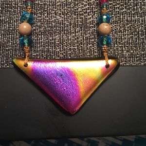 Stain glass bead neckless and matching earrings