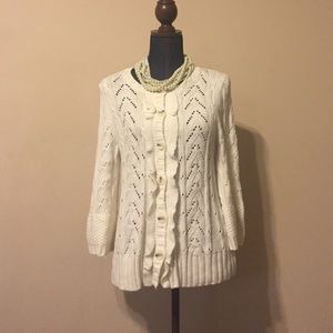 Cute & Classy sweater with ruffle front and button